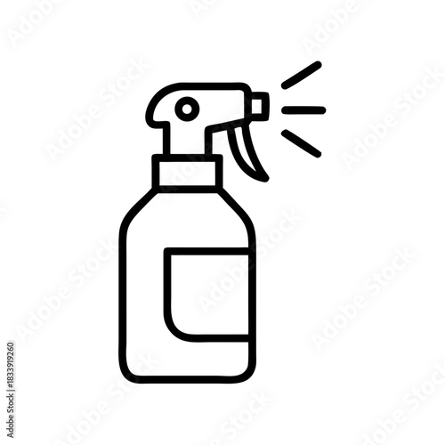Cleaning spray bottle with nozzle icon in minimal style  