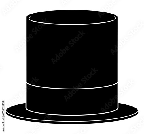Top Hat Silhouette Set. Classic Gentleman Hat Vector Collection