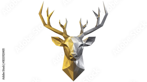 Low Poly Geometric Reindeer Head Vector Illustration