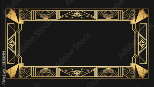 Art Deco 1920s Style Gold Christmas Frame Vector