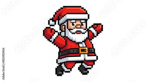 Retro 8-Bit Pixel Art Santa Claus Vector Illustration