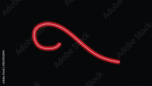 Red Neon Curve on Black Background