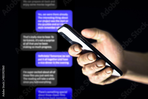 Cuadro en lienzo Text message scam with phone