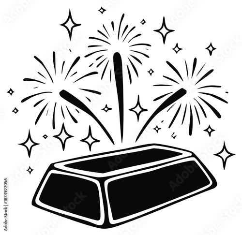 Celebration with gold ingot and exploding fireworks a sparkling illustration of financial achievement