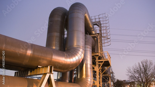 pipeline against the blue sky in the evening