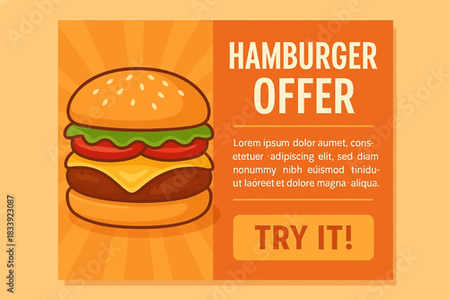 vector illustration of a hamburger offer brochure products design elements
