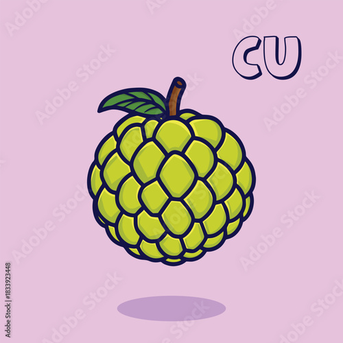 Custard Apple Vector Clipart in Fun Cartoon