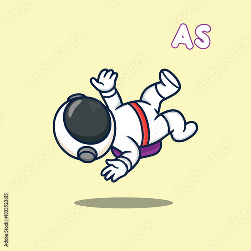 Cute Astronaut Floating in Zero Gravity Cartoon Space Vector Illustration
