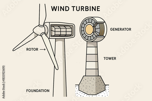 Cutaway Wind Turbine Section Diagram