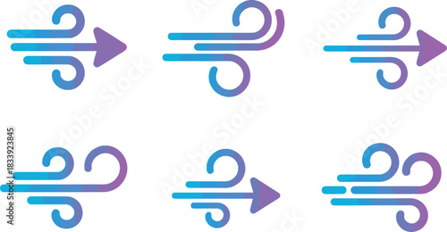 Gradient Wind Air Flow Arrow Vector Icons