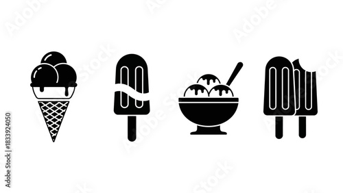 A delightful collection of black and white ice cream treat icons design vector