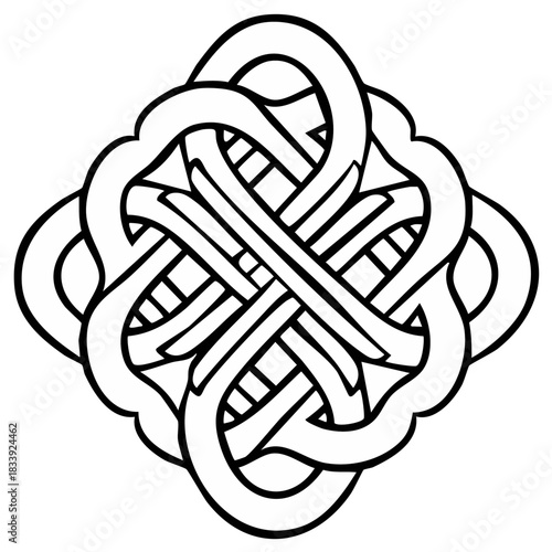 Intricate Celtic Knot Design Illustration Black and White Infinite Pattern Abstract Geometric Symbol