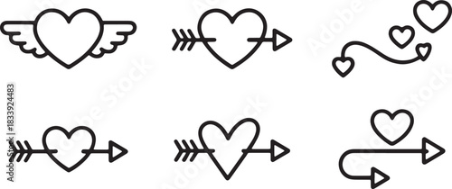 Minimal Heart Arrow Outline Collection