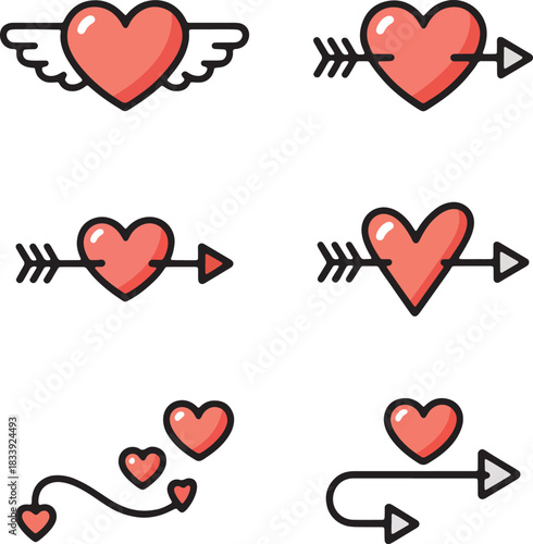 Winged Heart and Arrow Romantic Set