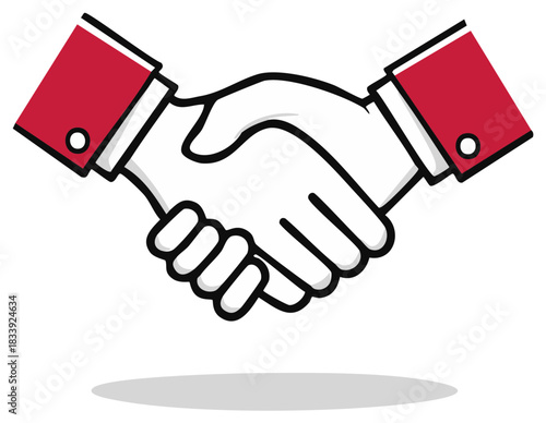 Vector icon of a business handshake representing a deal agreement partnership and collaboration