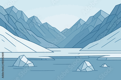 Glacial Minimal Frozen Valley Scene Background