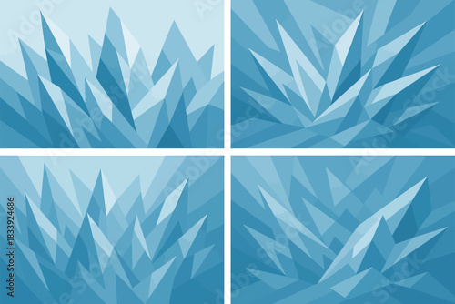 Glacial Abstract Crystal Landscape Vector Set