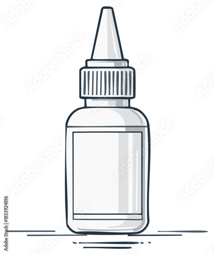 Small White Plastic Bottle with Applicator Tip Illustration for Crafting and Medical Products