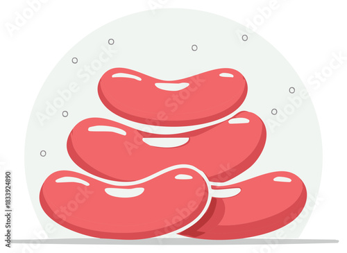 A cartoon illustration of a pile of red kidney beans for healthy eating concepts