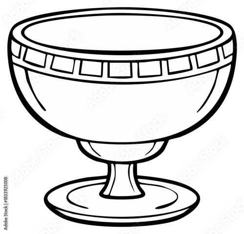 Classic chalice design with decorative rim and pedestal base line art