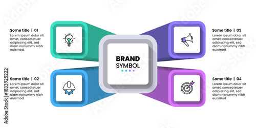 Infographic template. 4 pillars with icons and text