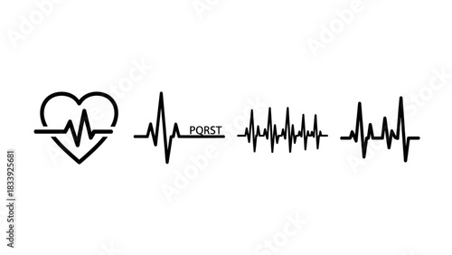 Diverse Heartbeat Rhythms in Medical Illustration, Representing Health and Wellness