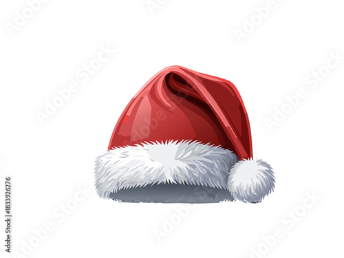 Vector Santa Hat, Christmas Red Santa Claus Cap Illustration