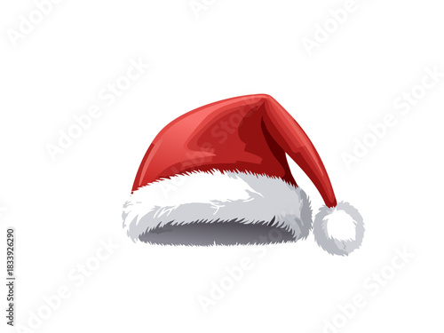 Vector Santa Hat, Christmas Red Santa Claus Cap Illustration