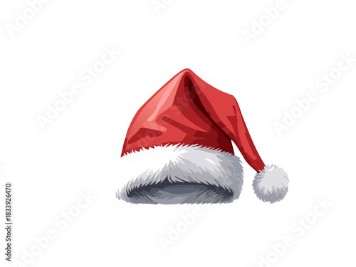 Vector Santa Hat, Christmas Red Santa Claus Cap Illustration