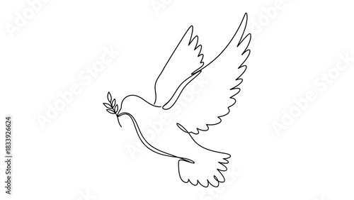 Elegant dove with olive branch symbolizes peace and hope for positive future