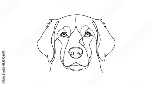 Minimalist dog portrait with continuous line drawing for modern designs