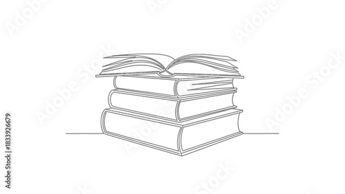 Elegant minimal line art of stacked books for education or creative projects