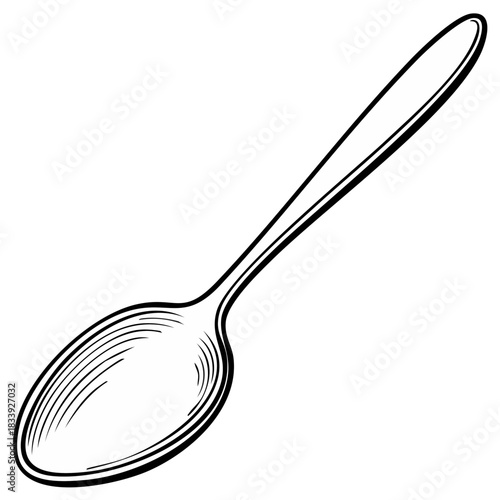 Classic engraved style spoon line art drawing kitchen utensil cutlery vector illustration