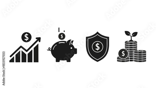 Pictorial representation of financial planning, investment growth and securing future savings