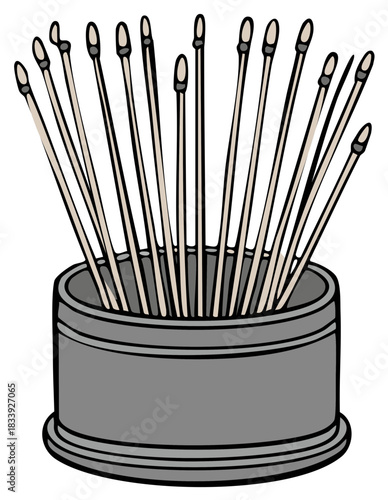 Stylized illustration of aromatic incense sticks in a simple gray holder