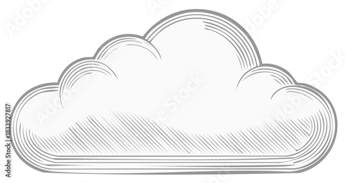 Simple Cloud Illustration with Engraved Texture Weather and Atmosphere Concept
