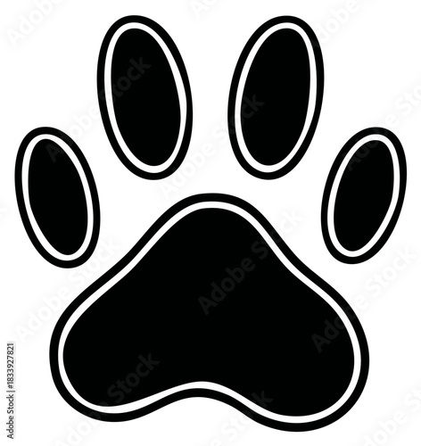Black Paw Print Outline Icon Vector for Pet, Dog, Cat, and Animal Designs
