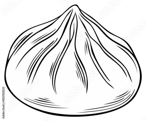 Steamed dumpling graphic Asian cuisine vector illustration line art
