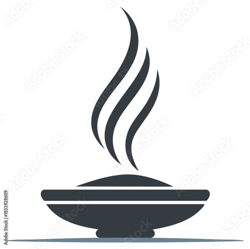 Steaming Bowl of Hot Food Simple Vector Illustration Showing Rising Vapor
