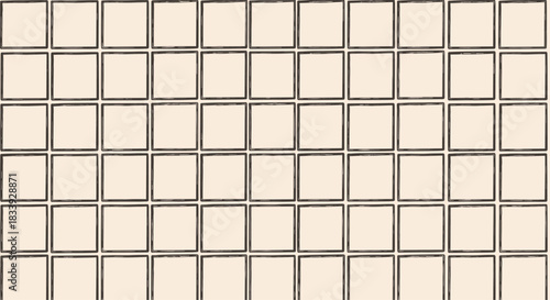 A simple seamless geometric pattern of hand-drawn black squares with a rough, sketchy texture on a light beige background.