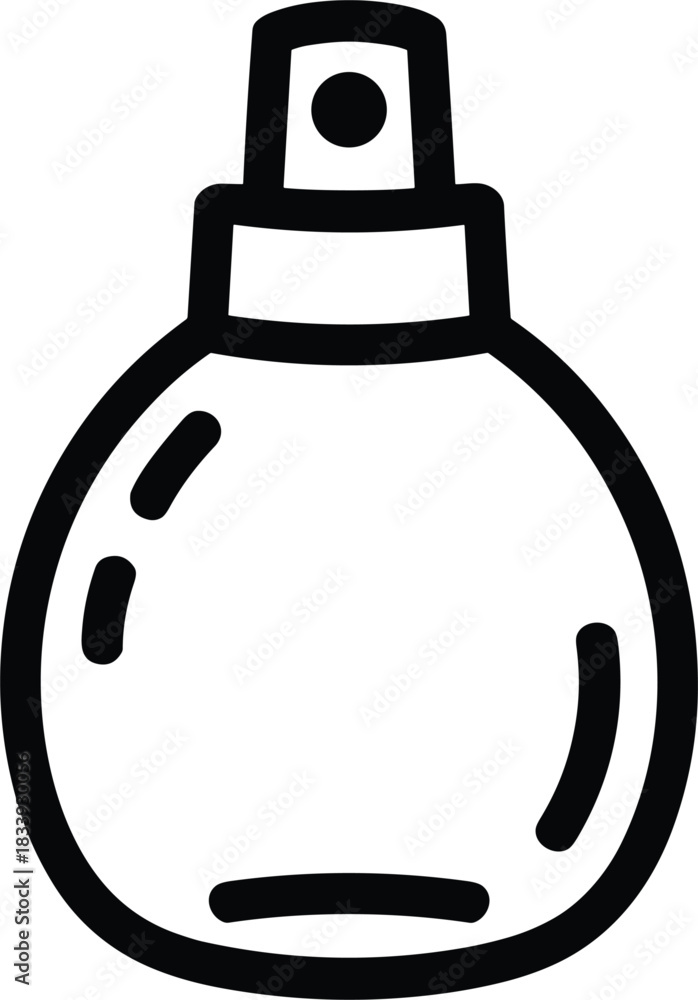 Obraz premium Simple Black and White Perfume Bottle Outline Vector: Minimalist Line Art of a Spray Dispenser for Cosmetics, Beauty, or Luxury Branding Graphics.