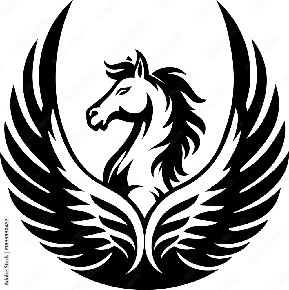 Obraz premium Horse silhouette hand drawing logo design