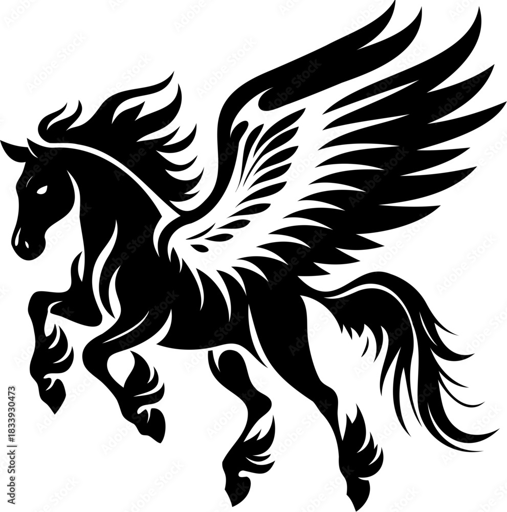 Fototapeta premium Horse silhouette hand drawing logo design