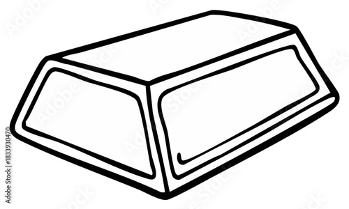 Isolated gold bar ingot black and white line art vector illustration wealth symbol