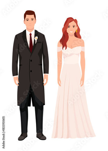 An Elegant Wedding Couple Attired in Luxurious Formal Wear, Capturing the Essence of Love