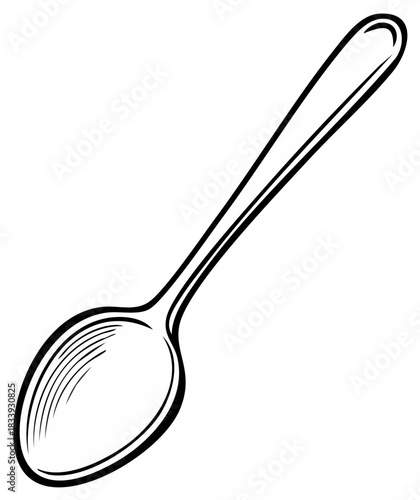 Simple Line Art Spoon Outline Illustration