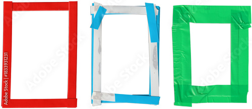 Set of Handmade Tape Frames – Paper, Duct Tape, and Masking Tape Rectangular Borders, Transporent background, PNG format