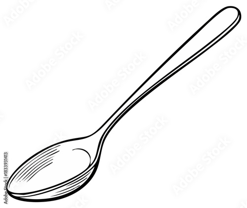 Spoon illustration in a linear style, cutlery design