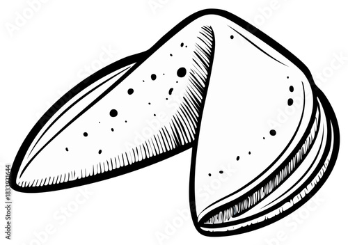 Monochrome Graphic of a Classic Fortune Cookie Ready to be Cracked Open
