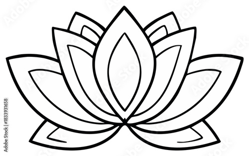 Symmetrical Lotus Flower Line Art Icon for Yoga Meditation and Spiritual Wellness